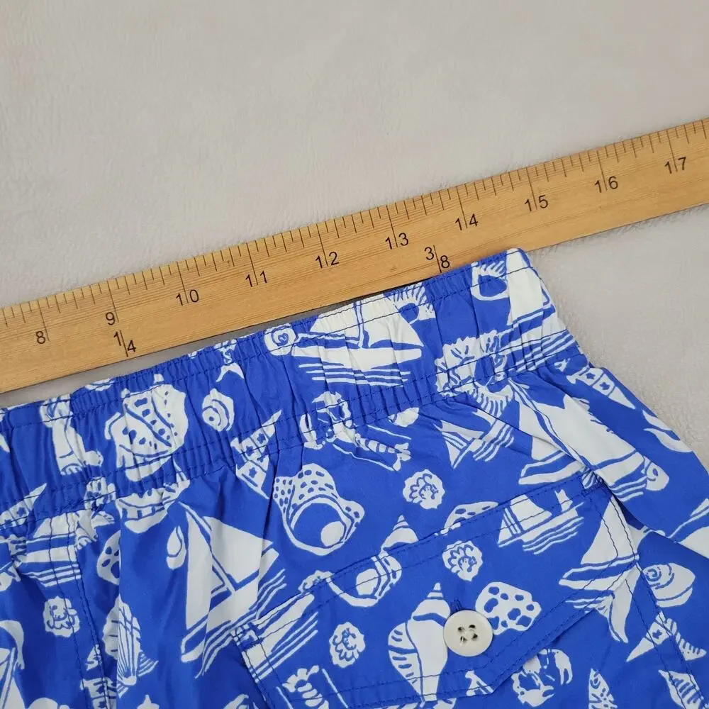 Lot (2) J Crew Swim Trunks Shorts Mens M Navy Blue Striped Mesh Lined Swimsuit